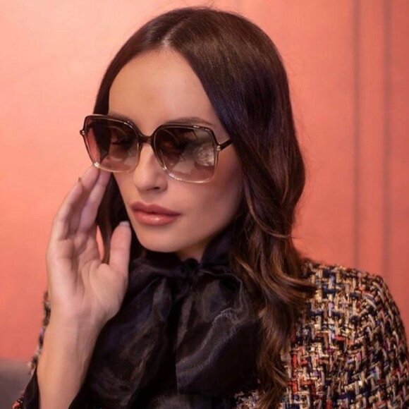 Gucci GG0544S 007 Square Sunglasses - Shiny Black/Grey Gradient main image 9